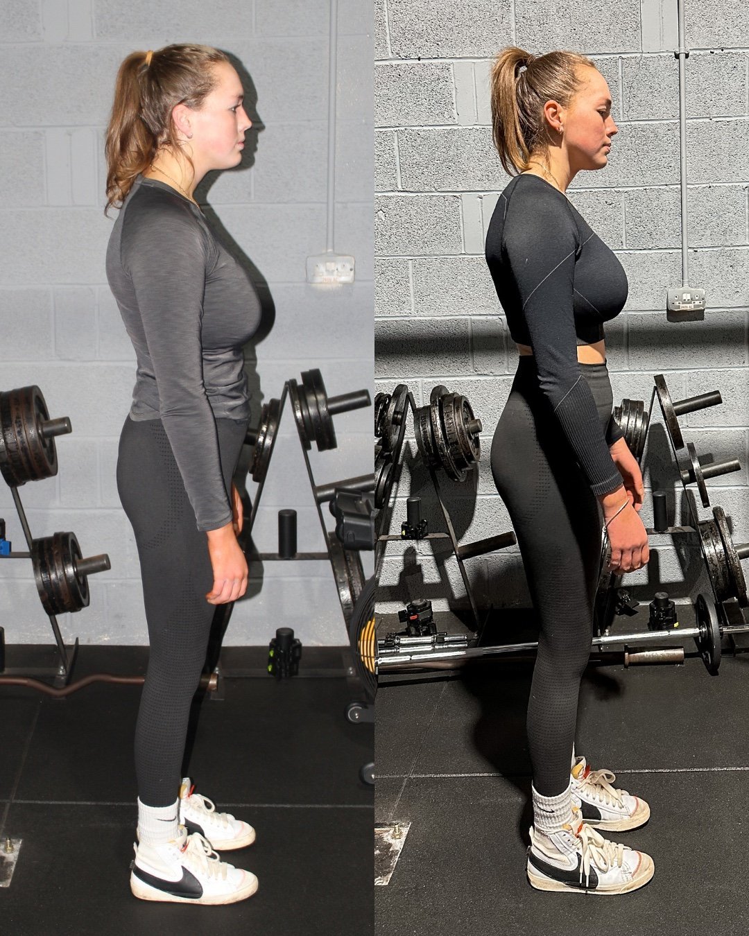Member before and after training at GymSpace, side view