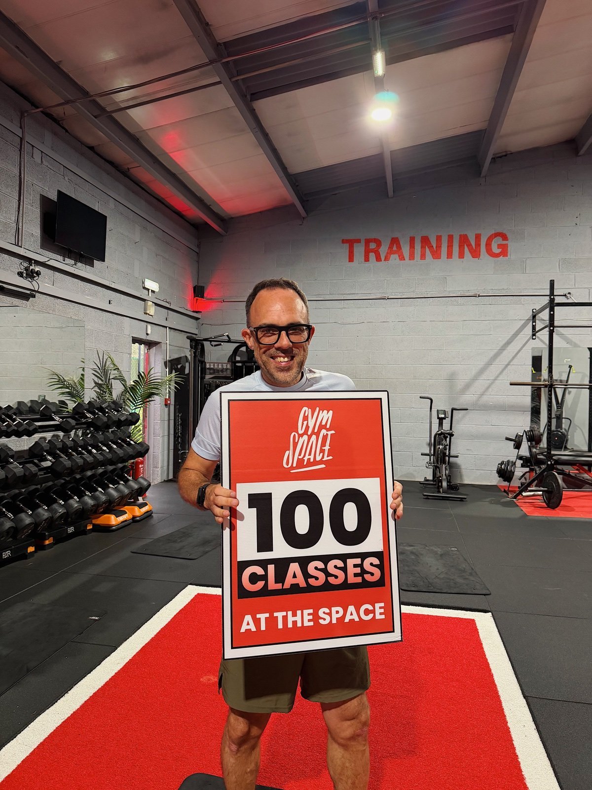 GymSpace member celebrating 100 fitness classes in Ormskirk