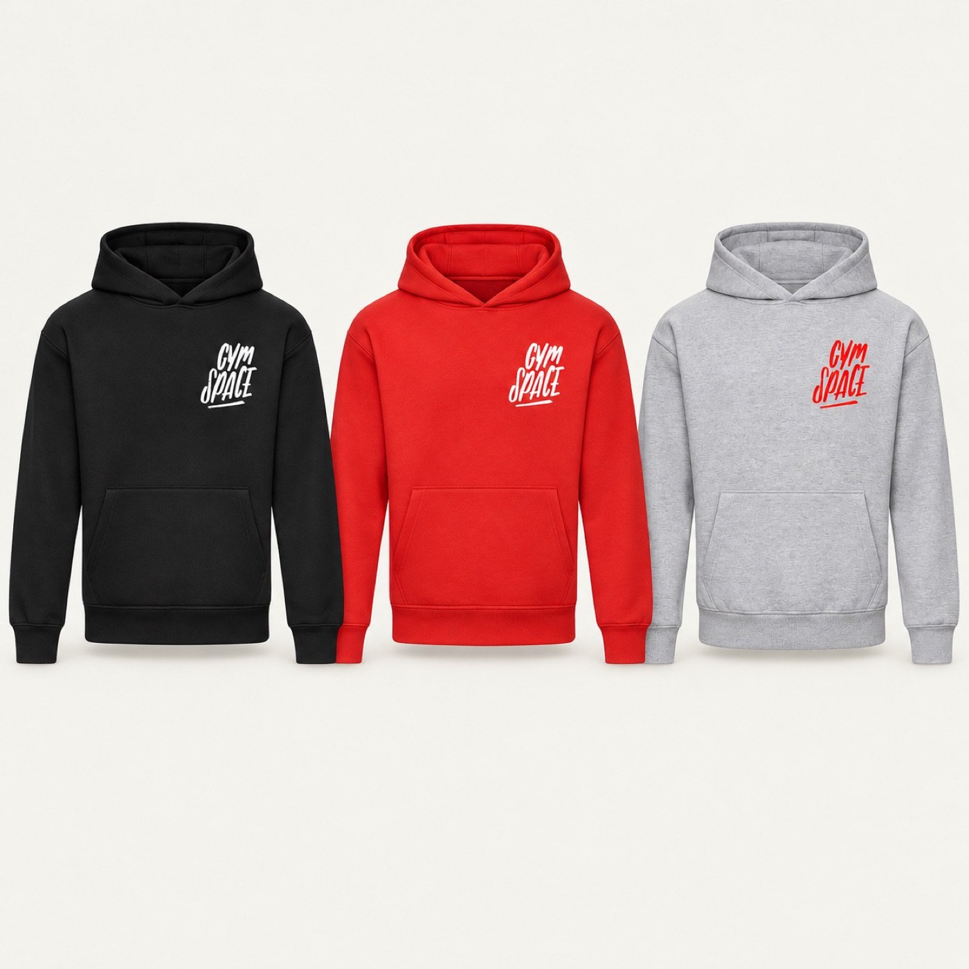 Warm-Up Hoodie — Black · Red · Grey