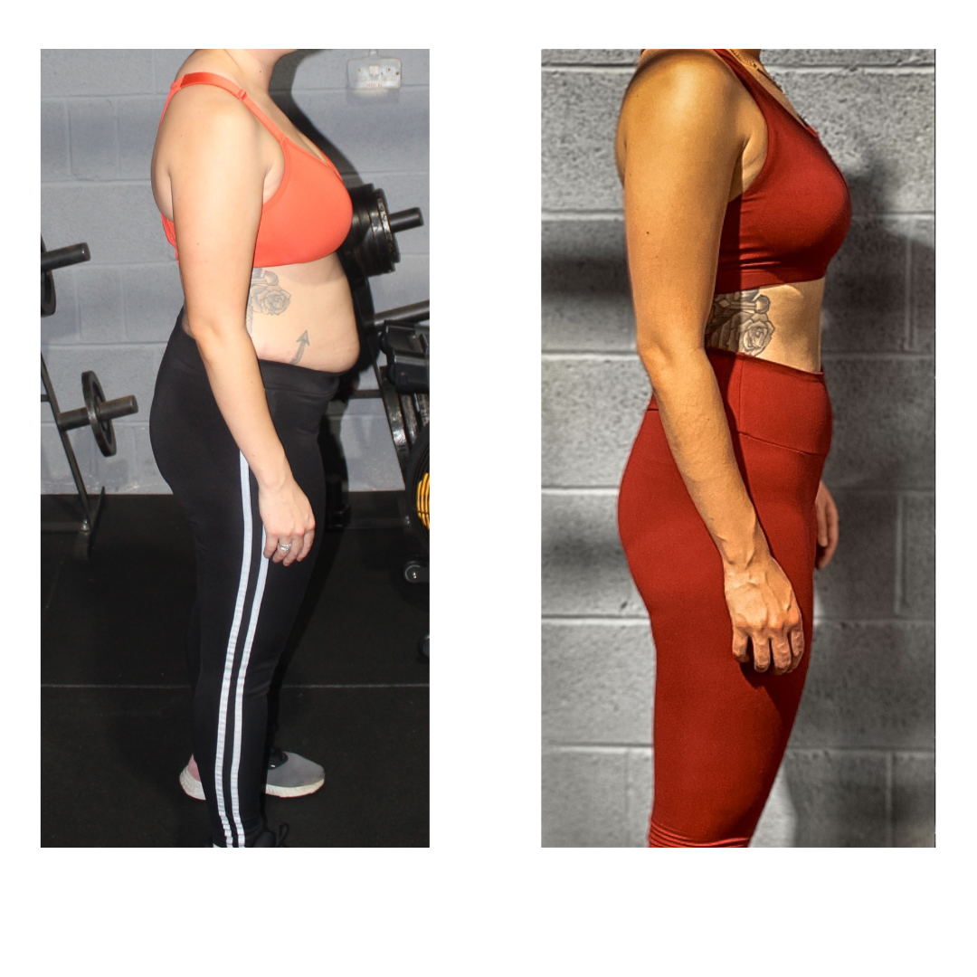 A side-by-side image showcasing a woman's remarkable body and mindset transformation at GymSpace. This personal training journey transformed her body and fostered a healthier lifestyle and a more confident outlook.